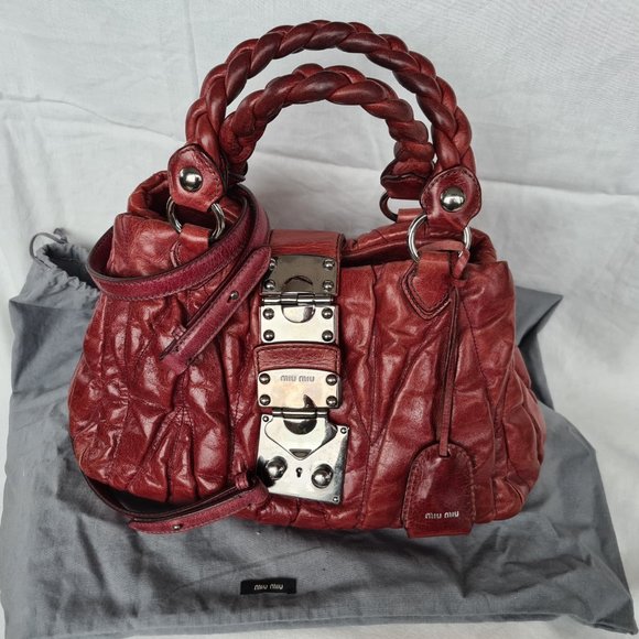 Miu Miu Matelassé Burgundy leather hobo handbag - Picture 10 of 15